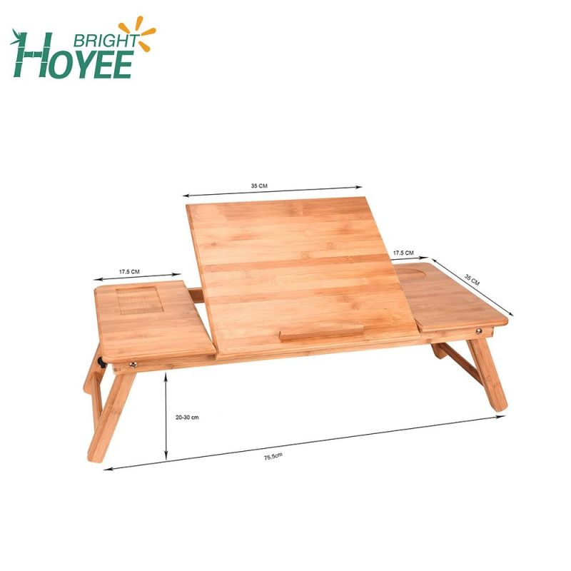 Adjustable Bamboo Laptop Desk with Drawer