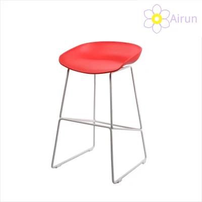 Fashion Plastic PP Seat Metal Leg High Chair Bar Stool for Cafe Restaurant Bar Furniture Modern Commercial Furniture