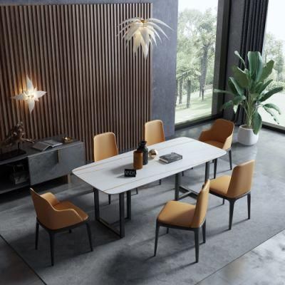 Modern Home PU Leather Luxury Dining Chair Marble Dining Table Restaurant Furniture
