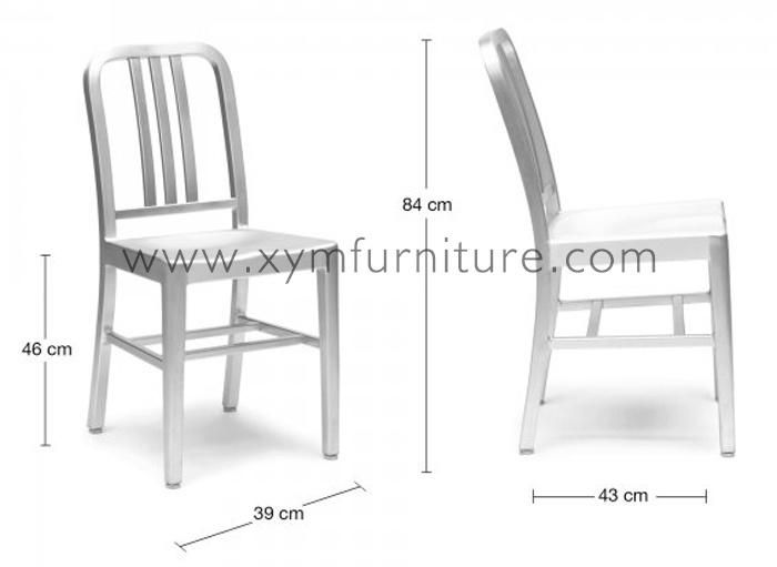 Brushed Anodized Iron Modern Navy Dining Chairs