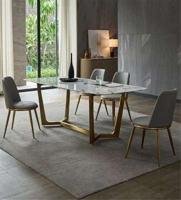 Dining Table Chair Set Modern Stainless Steel Marble Living Room Table for Home Restaurant Furniture