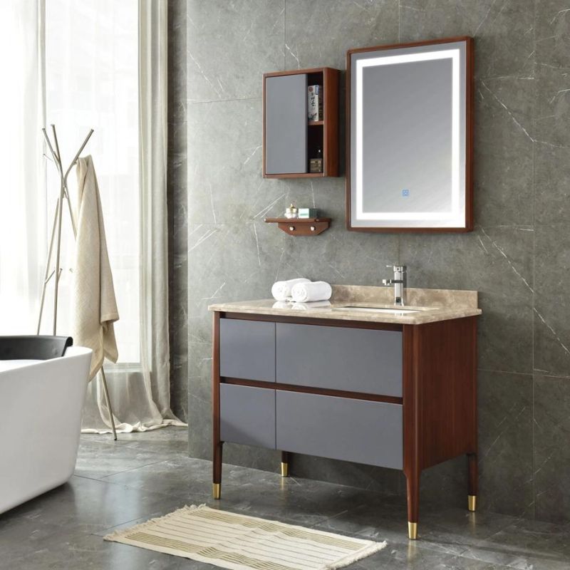 Hotel Bathroom Cabinet Floor Mounted Bathroom Vanity with Side Cabinet