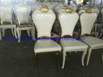 Royal Crown High Back Button Design Gold Stainless Steel Dining Chair