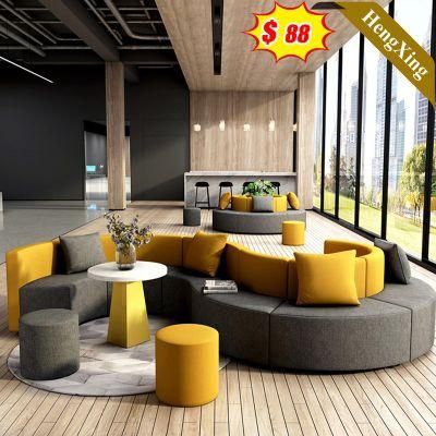 Modern Design S Shape Office Waiting Furniture Living Room Sofa Lobby Fabric Leisure Sofa with Stool