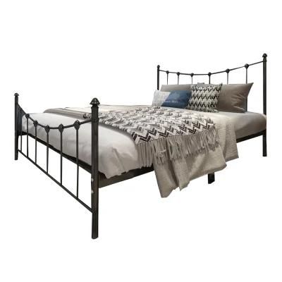 Home Bedroom Furniture Antique Brass Color Double Bed Metal Black or Cream Frame Bed