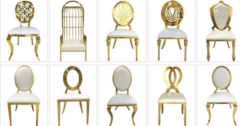 Queen Wedding Stainless Steel Luxury Gold Chair for Events and Hotel Dining Chairs