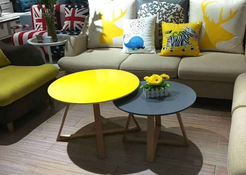 Most Popular MDF Modern Wood Coffee Round Tea Table for Living Room