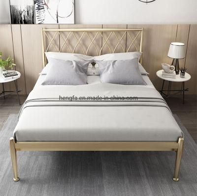 Modern Adjustable Hotel Bedroom Furniture Stainless Steel Double Size Bed