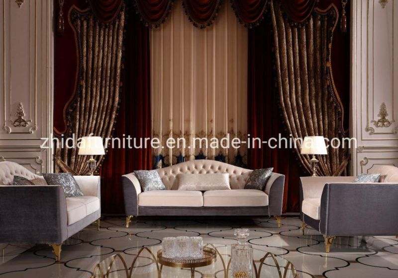 Zhida Chinese New Classical Home Furniture Supplier Villa Hotel Living Room Furniture American Style Elegant Velvet Sectional Sofa Furniture