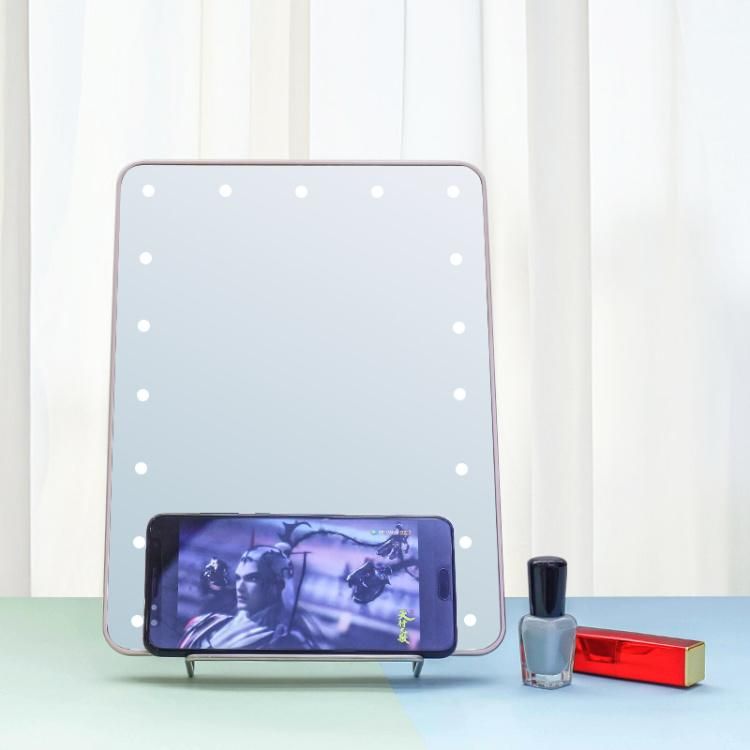Portable Plastic Table LED Handheld Vanity Lighted Makeup Mirror
