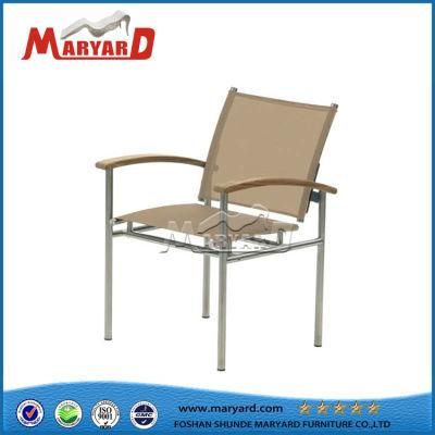 Modern Outdoor Furniture Aluminum Chair Set with Teak Wood