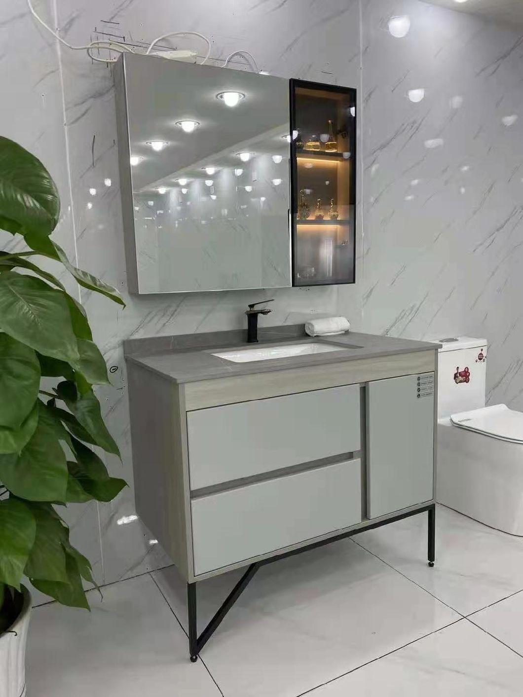 Marble Countertop Floor Solid Wood Bathroom Furniture