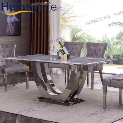 Postmodern Light Luxury Restaurant Small Apartment Dining Table Marble Furniture Combination