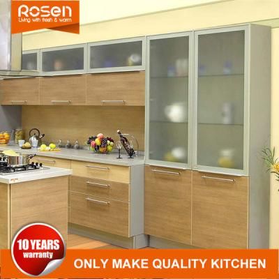 Minimalist Style Fresh Laminate Kitchen Cabinet with Transparent Wall Cabinets