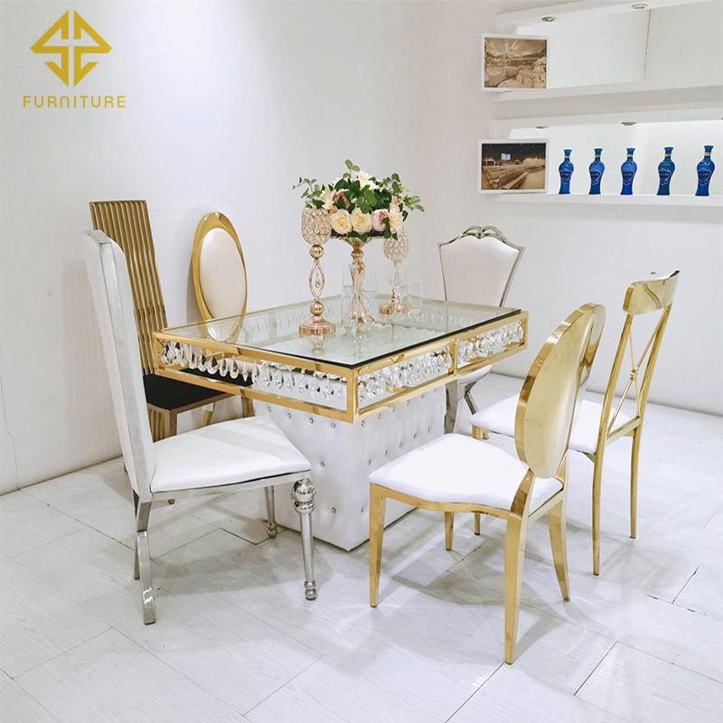 China Factory Cheaper Price Banquet Stainless Steel Dining Chair Set for Sale