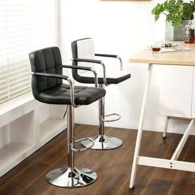 Kitchen Adjustable High Back Chaise De Bar Leather with Back Rest Arms Modern Stools Bar Chairs