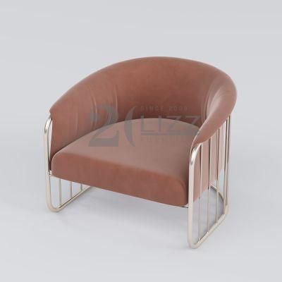 European Luxury Metal Leg Home Furniture Modern Living Room Velvet Fabric Chair with Optional Colors