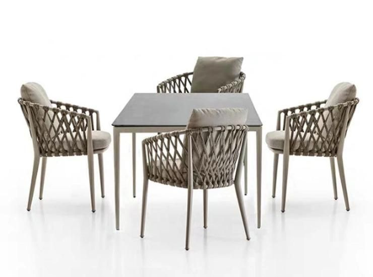 Woven Synthetic Rope Outdoor Dining Chairs for Garden Use