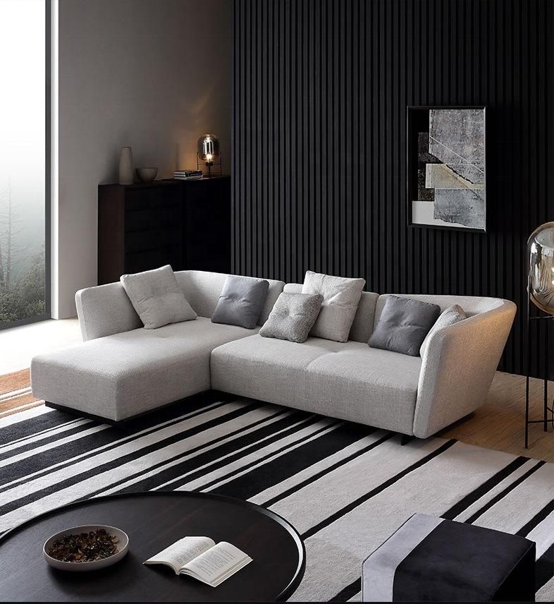 Italian Living Room Furniture Hotel Guest Room Leisure L-Shape Fabric Sofa