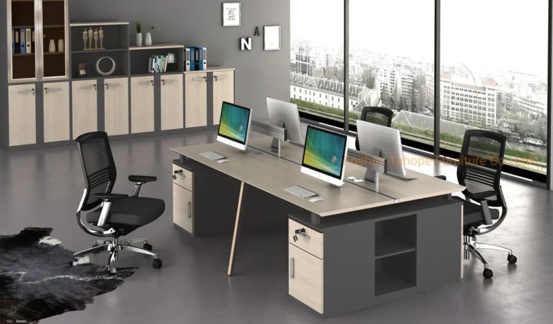 Middle East Modern Design Office Partition 4 Person Staff Melamine Workbench