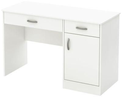 Small Computer Desk with Drawers, Pure White