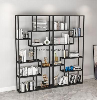 Modern Home Storage Shelf Bookcase Library Wall Furniture Iron Bookshelf
