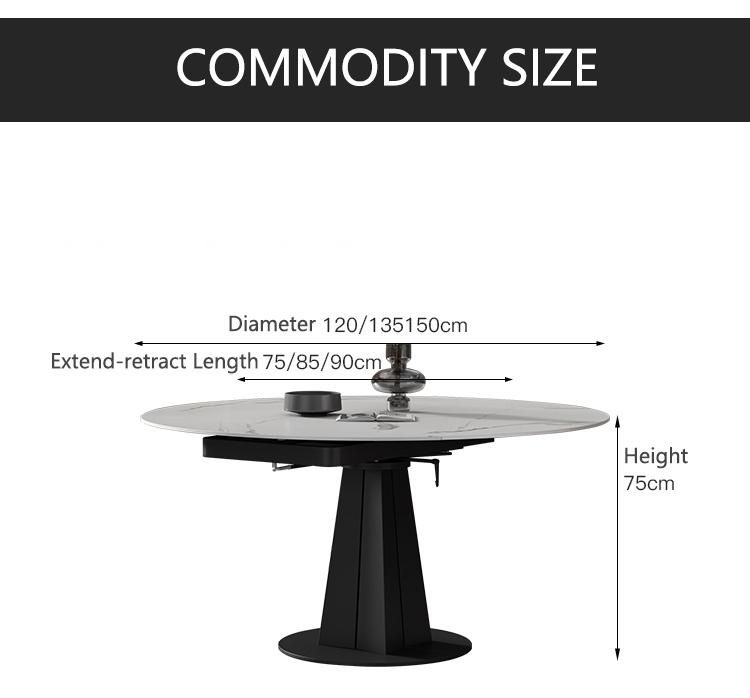 Minimalism Wholesale Dinner Furniture Extended Round Marble Dining Table