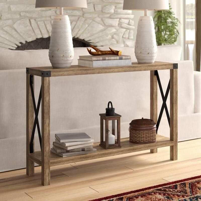 Hotel Furniture Reclaimed Barnwood Urban 46" Side Table Console Table Desk with Storage Shelf