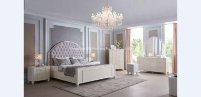 Solid Wooden and MDF Cream White Color Painting Modern Bedroom Furniture