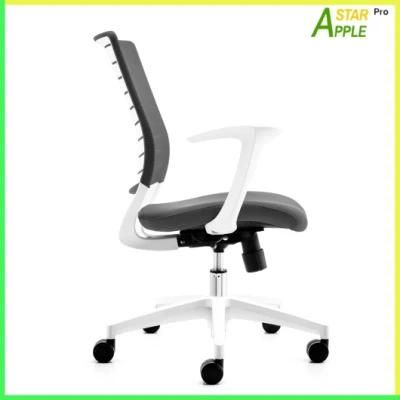 Mesh Office Chair with White Nylon 7 Shaped Armrest