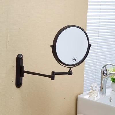 Bathroom Brass Mirror with Adjustable Rod Wall Mount
