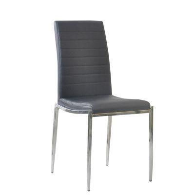 Wholesale Modern Nordic Luxury Metal Chromed Legs PU Dining Chair