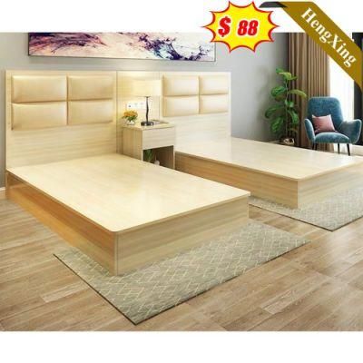 Bedroom Furniture Chinese Modern Wooden Twin Bed with Night Tables for Hotel