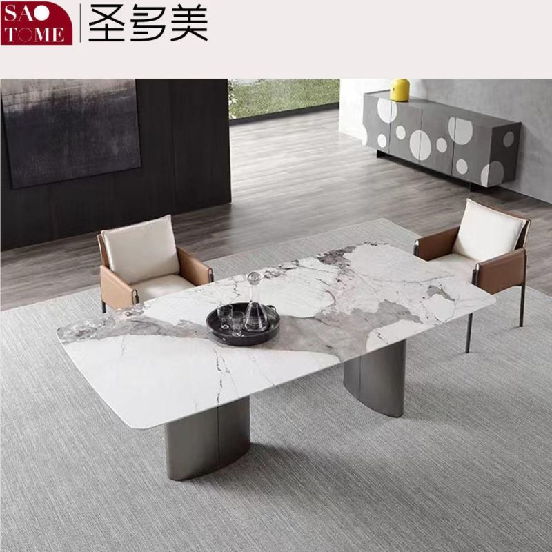 Modern Living Room Dining Room Furniture Gray Titanium Two Flat Long Foot Dining Tables