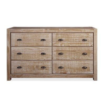 Classic Furniture Coffee Table Wooden Cabinet Rustic Walnut 6 Drawer Double Dresser Sideboard for Bedroom