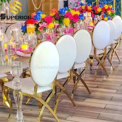 Oval Back White Leather Wedding Chair for Event Party