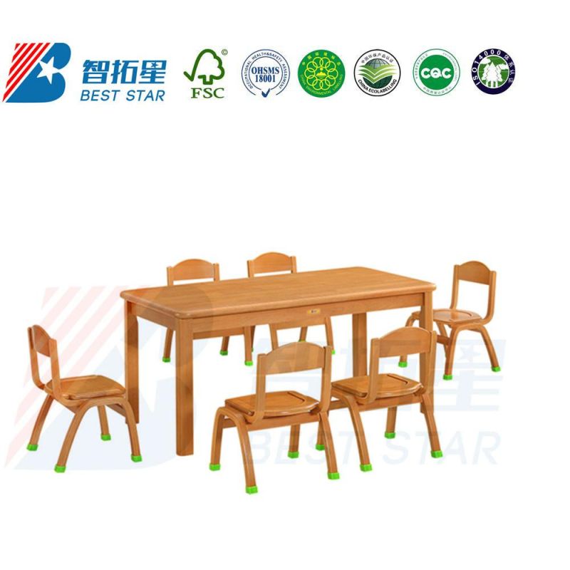 Preschool Study Table, Multi-Function Children Rectangle Solid Wood Table, School Classroom Student Table, Kindergarten Drawing Table