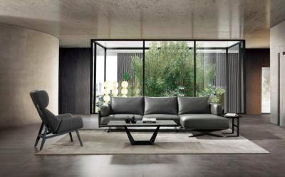 Fashion Leisure Chair Home Furniture Italian Style Modern Living Room Leather Sofa Set