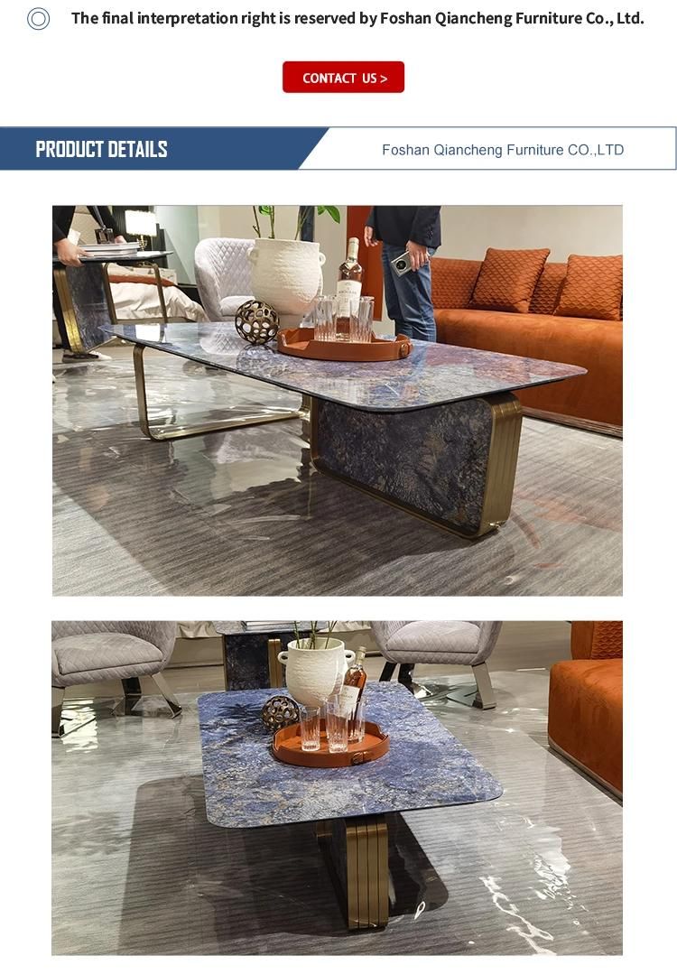 New Design Modern Living Room Gold Steel and Marble Coffee Table