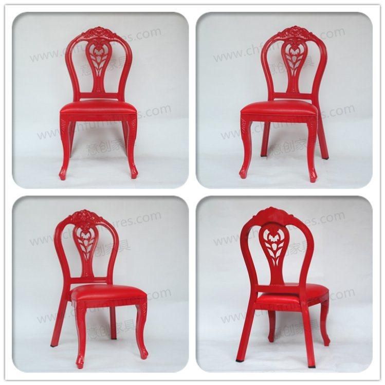 2018 New Design Metal Stackable Red Restaurant Chair for Event and Wedding Yc-E151