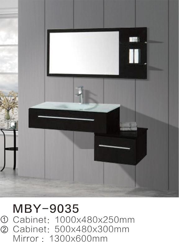 Hotel European Modern Wall-Hung PVC Bathroom Vanity with LED Mirror