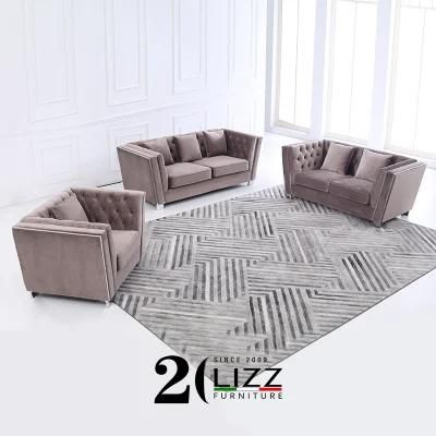 Modern Luxury Home Living Room Velvet Furniture Leisure Fabric Modular Sofa Set