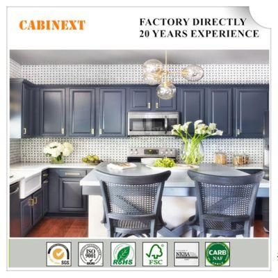 Factory Wholesale American Shaker Style Black Solid Wood Kitchen Cabinets