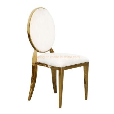 Modern White Leather Gold Stainless Steel Round Back Dior Wedding Chair