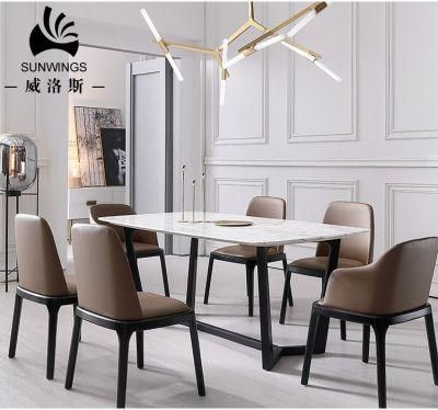Nordic Wooden Home Furniture 6-Seaters Marble Dining Table Made in China