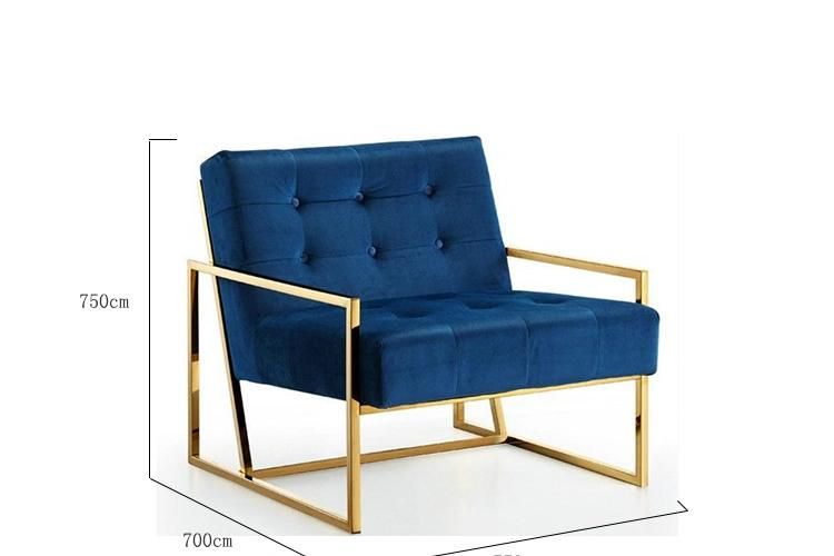 Hyc-Sf09 Home Furniture Moden Stainless Steel Base Velvet Cushion Living Room Sex Sofa Chair