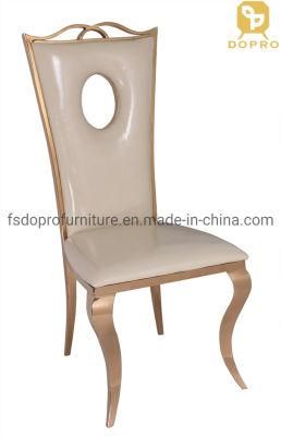 Wholesale King Dining White PU Cushion High Back Gold Chair for Wedding