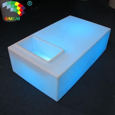 Green Red Blue Yellow White Color Changing Plastic Chaise Lounge LED Coffee Table