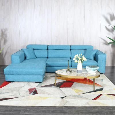 2022 New Design Modern Home Living Room Office Furniture L Shape Blue Color Leisure Sectional Sofa Set