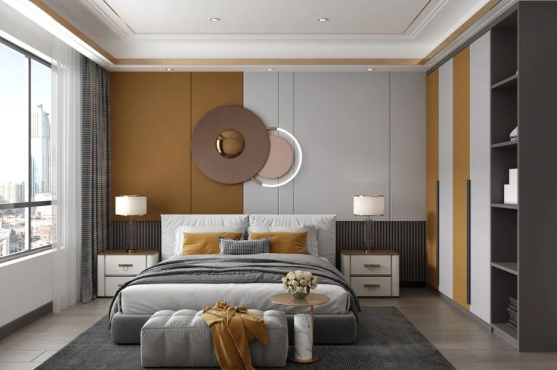 Interior Decoration Wardrobe Luxury Black Master Bedroom Furniture Set with Drawers
